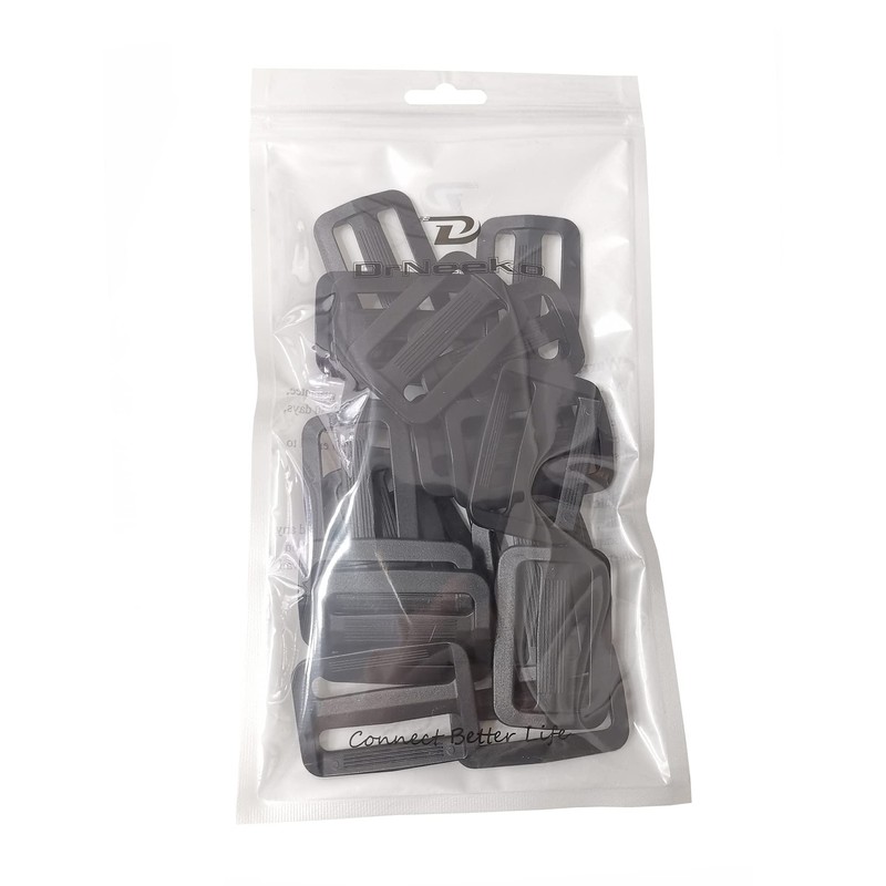 D DrNeeko 20 Pcs Black Plastic Tri-Glide Slides Button Adjustable