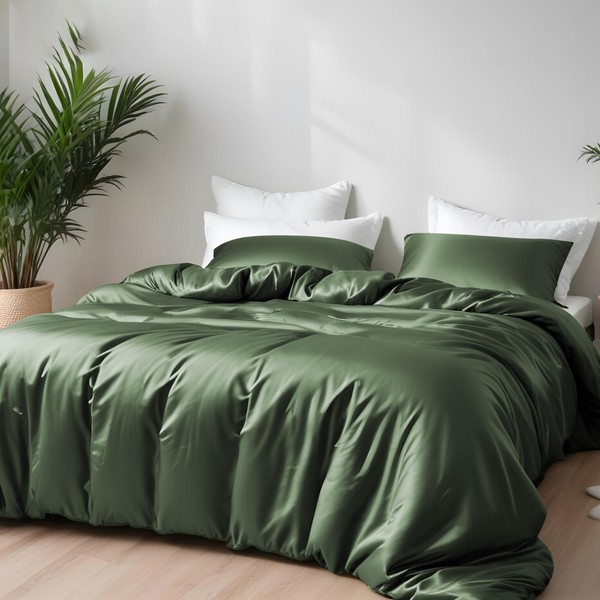 LINENWALAS 100% Organic Bamboo 2-Piece Duvet Cover Set with Zipper
