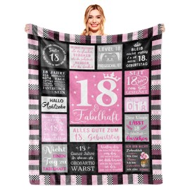 YESTUTI 18th Birthday Girl, Gifts for 18th Birthday Girl, 18 Girls, 18th Birthday Gift Decoration Girl Daughter Sister, 18 Year Old Girl/Boy, Cuddly Blanket 150 x 130 cm