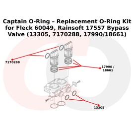 Captain O-Ring – Replacement O-Ring Kit for Fleck 60049, Rainsoft 17557 Bypass Valve (13305, 7170288, 17990/18661)