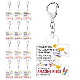 12 Pcs Gifts for Students from Teachers Bulk Star Keychain, End of Year Student Gifts, You're a Star Keyring Gift for Back to School First Day Class Prizes Acrylic Puzzle Piece Keychains