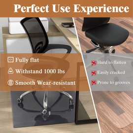 Natsukage Glass Chair Mat 36" x 36" 1/4" Thick Tempered Glass Office Chair Mats Desk Chair Mat for Carpet or Hardwood Floor Computer Chair Mat Floor Protector(Grey)