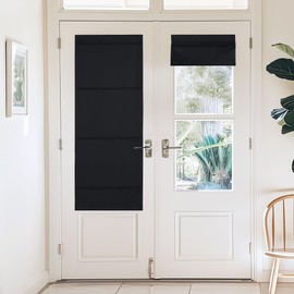NICETOWN Magnetic Blackout Door Window Cover Curtains French Door Blinds Privacy Thermal Insulated Small Curtain for French Sliding/Patio/Office Door, 1 Panel, W27 x L64, Black