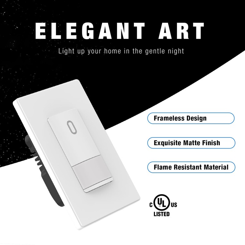 ELEGRP Matte White Single Pole Occupancy Motion Sensor Light Switch,