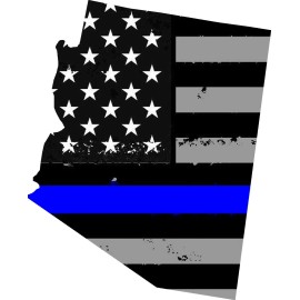 OwnTheAvenue Arizona State AZ Outline Blue Color Support Police Vinyl Sticker
