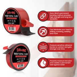 Dura-Bind Heavy Duty Mounting Tape, Double Sided VHB Foam Tape; for LED Light Strips, Car Tape, Decor and More. Waterproof, Extra Long Roll 33ft, Black (0.95)