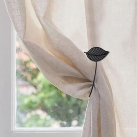 Gray Magnetic Curtain Tieback - Sophisticated Leaf Detail in Resin - Practical Accessory for Drapes and Window Treatments