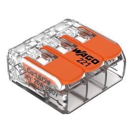 Wago | Conector De Empalme Eléctrico De Palanca, 50 Piezas, 3 Polos, Calibre 0.2–4Mm², Modelo 221-413