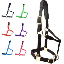 T TEKE Adjustable Horse Halters by Heavy Duty Soft Nylon, Padded with Anti-rubbing Waffle Neoprene on Both Crown & Nose