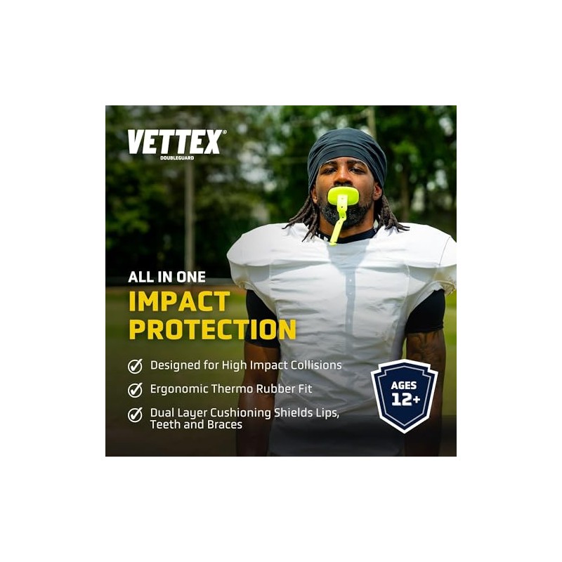 Vettex DoubleGuard Mouth Guard with Lip Protection for Sports