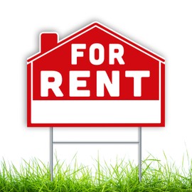 For Rent Sign with Stakes - 17" x 13" DS Coroplast Yard Sign