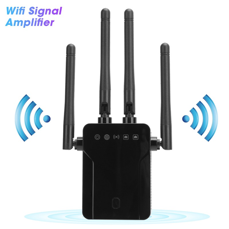 Wireless Repeater Black Dual Band WiFi Signal Network Extension Amplifier