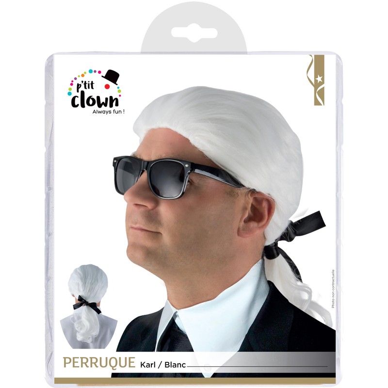 P’tit Clown RE18036 - Karl Wig with Bow - White