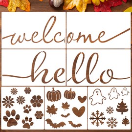 Welcome Stencils for Doormat 27.5” Hello Door Mat Stencil Welcome Doormat Stencils for Painting Wood Fabrics Porch Door