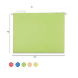 Fei Bi 10 Pack Hanging Folder File Cabinet Organizer Letter Size 1/5 Cut Adjustable Label Decoration Home Office School Classroom, Rainbow Color