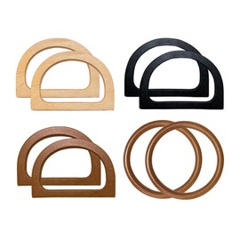 Anlising 8PCS Wooden Bag Handles, D Shape Handbag Purse Handle, Wooden Round Shape Purse Handle, Purse Handles D Shape, Wooden Round Shaped Handles Replacement, for Beach Bag,Handbags,Straw Bag,Purse