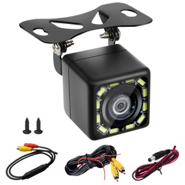 720P Reversing Camera Set, 12 V, IP68 Waterproof Car Reversing Cameras, 170° Wide Angle, Clear Night Vision Backup Camera with 12 LEDs, 6 m Cable for Motorhome, Trucks, Bus, Pickup Trailer