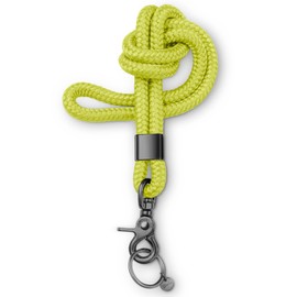 Dinalu, Key Chain, Key Chain with Carabiner with Black Metal, Universal Chain for Key Chain, Key Pendant, Long Neck Lanyard, Shining Yellow
