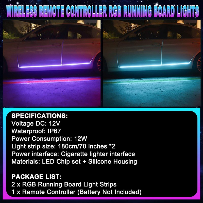 OPL5 Dream Color 2Pcs Truck LED Running Board Lights Sequential