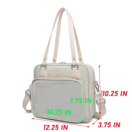 CHERRY SAUCE Oxford Ita Bag Crossbody Bag Messenger Backpack Multipurpose Pins Display, White/Opulent Garden