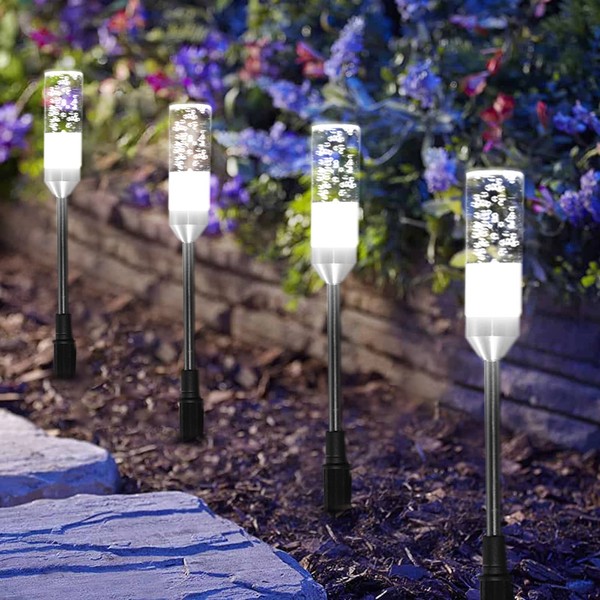 B-right LED Low Voltage Pathway Lights Outdoor, 4.8W 570 Lumens 12V AC Plug 6 Pack Extendable Landscape Lighting IP65 Waterproof Garden Lights Path Lights for Patio Yard Walkway, Cool White, 6000K