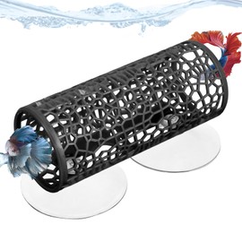 Betta Fish Tank Accessories, Betta Tunnel Toys- Hammock with Suction Cups, Fish Tank Decorations & Hideout for Aquarium Small Fishes & Shrimp, Small Hole Hollow Cave (Black)