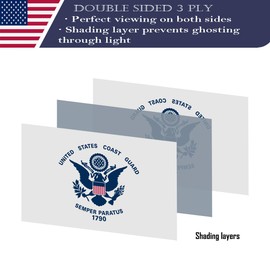 Double Sided US Coast Guard Military Flag 2x3 Outdoor Heavy Duty 3Ply Polyester United States Coast Guard USCG Flags Banners with 2 Brass Grommets