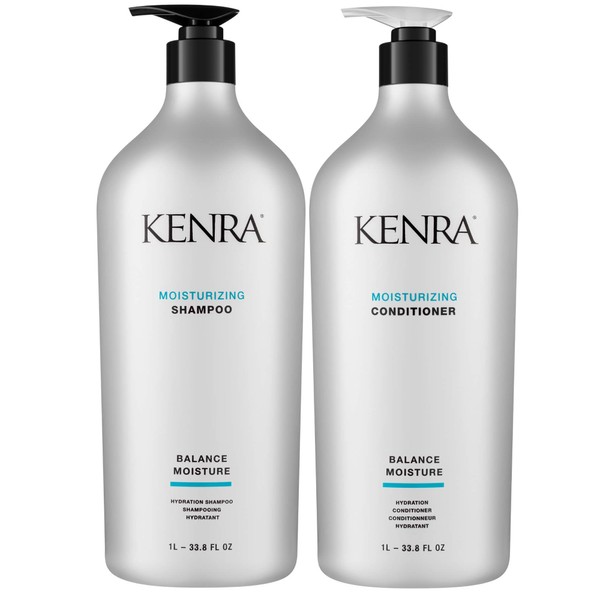 Kenra Moisturizing Shampoo | Balance Moisture | Hydrates For Smooth, Soft, & Shiny Hair | Improves Manageability By Over 50% | Increases Softness & Shine | All Hair Types | 33.8 fl. Oz (Set)