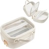 Oaque Clear Cosmetic Bag Double Layer Travel Toiletry Bag White