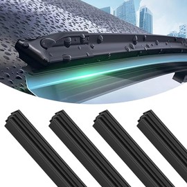 4 Tiras de Limpiaparabrisas de Coche,Repuesto de Escobilla de Limpiaparabrisas de Coche Sin Marco,Tiras de Goma Ajustables para Limpiaparabrisas,Se Adapta a la Mayoría de Accesorios de Vehículos (32”)