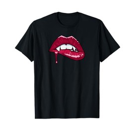 Sexy Vampire Mouth - Fang Biting Lip with drop of Blood T-Shirt
