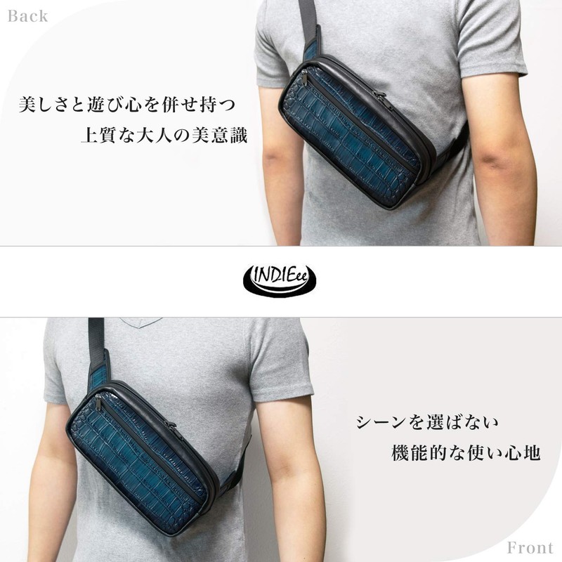 INDIEee Crocodile Embossed Phantom Leather Smart Body Bag, Waist Bag,
