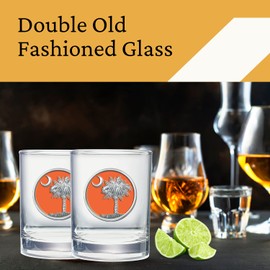 Heritage Pewter Palmetto Double Old Fashion | Double Rocks Glass 14 OZ for Liquor | Expertly Crafted Pewter Glass