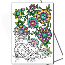 Art Eclect Coloring Greeting and Thank You Note Cards for Adults with Decorative Floral Designs (10 Cards With 10 Different Unique Designs and 10 White Envelopes, Set Deco10/White)
