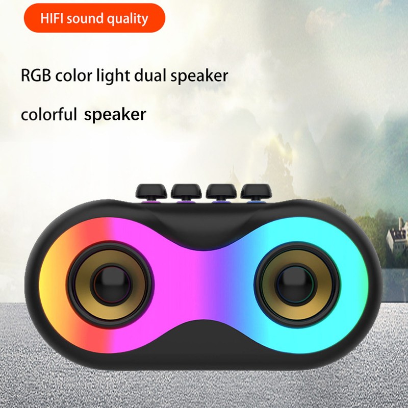Bluetooth Speaker Portable Mini RGB Color Lights Dual Speakers Wireless