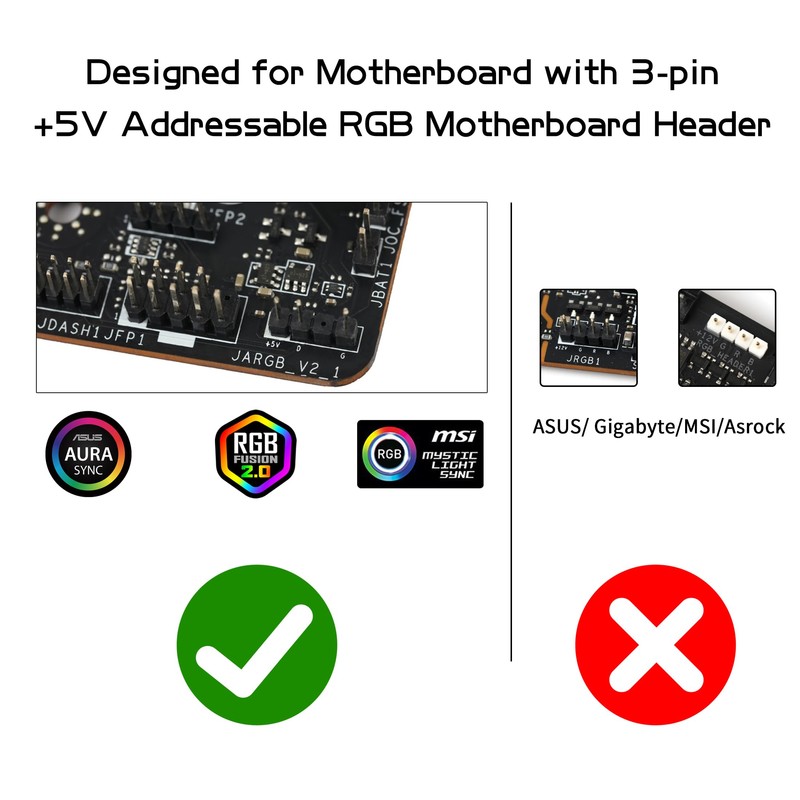 YAODHAOD 12 V 4-polig RGB 5 V 3-polig ARGB Splitter-Kabel