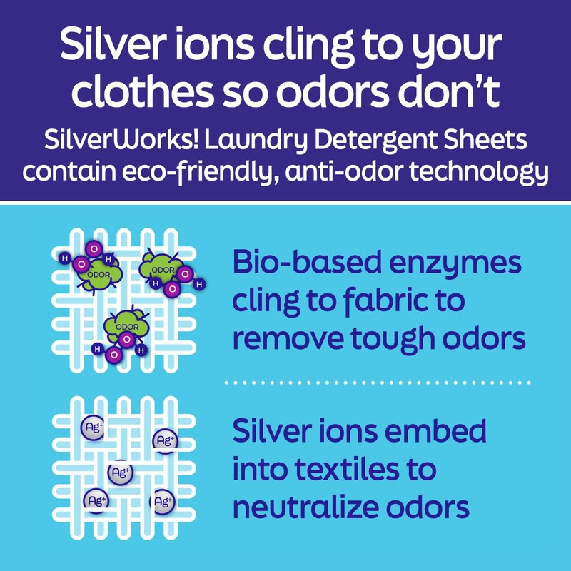 SilverWorks! Premium Laundry Detergent Sheets - Silver Ion Odor Elimination