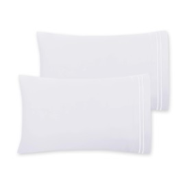 Mejoroom Hotel Luxury Queen Pillowcases – Microfiber 20x30 inches Pillow Cases Set of 2 – Soft, Cozy and Breathable Pillow Covers with Envelope Closure(2Piece, Queen/Standard, White)