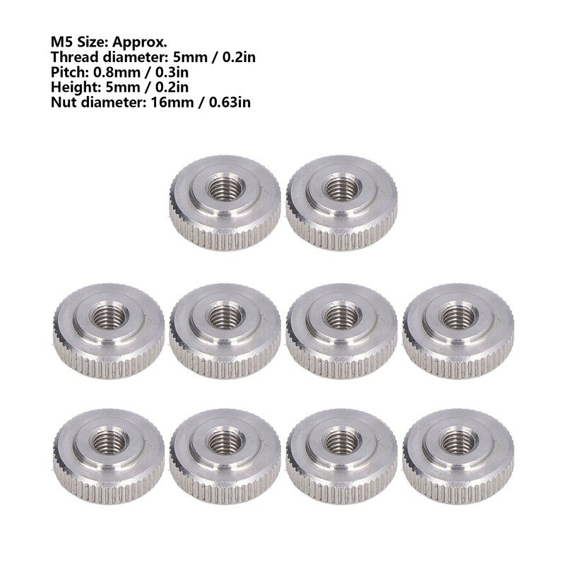 Knurled Thumb Nut 304 Stainless Steel Knurled Flat Head Through