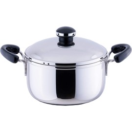 Miyazaki Seisakusho Objet Double-Handle Pot, Deep Type, Mini, 5.5 inches (14 cm), Made in Japan, 5-Year Warranty, Induction Compatible, Lightweight, Silver OJ-34