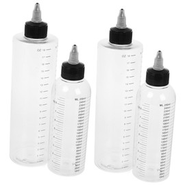 OATIPHO 4pcs Transparent Applicator Bottles with Measurement Marks Multi Functional Hair Dye and Beauty Product Squeeze Bottles for Kitchen Sauces and Condiments