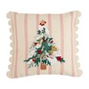 Mud Pie Tree Striped Embroidery Pillow, 18" x 18", Multi