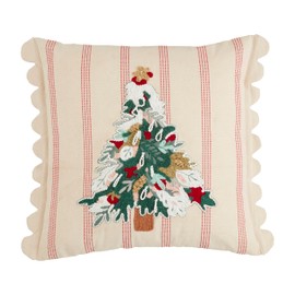 Mud Pie Tree Striped Embroidery Pillow, 18" x 18", Multi