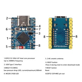Development Board, S3 Mini Development Board Up to 240MHz Dual Core BT5.0 Microcontroller Board