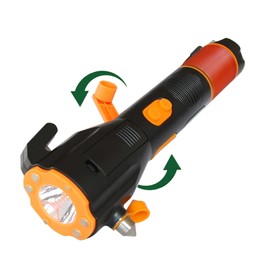 Hand Crank Flashlight Rechargeable LED Flashlights with SOS Alarm Emergency Hammer for Car Home Outdoor Hiking Camping Travel