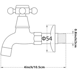 KUNGYO Vintage Cold Water Tap with a Cross Handle G1/2 Interface - Wall Mounted Basin Tap for Bathroom Toilet (Black)