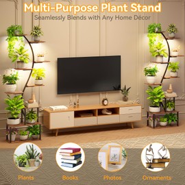 Plant Stand Indoor with Grow Light, 9 Tiered 62" Tall Metal Indoor Plant Shelf Multiple, Large Plant Shelf with Grow Light, Lighted Plant Stand for Indoor Plants for Living Room, Bedroom,Dining Room