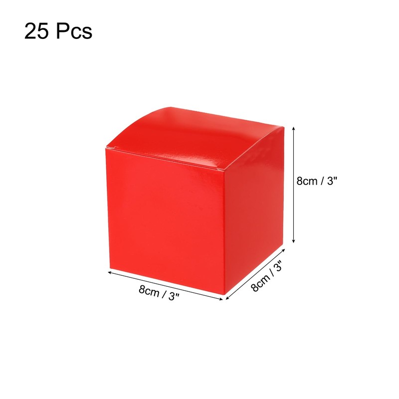 sourcing map 25 Pcs Red Gift Boxes, 3"x3"x3" Kraft Paper