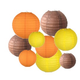 Paper Lantern Party Decoration, Multi-Coloured Party Ball Lantern Lights, Suitable for Home Party, Wedding Party, Baby Birthday Party Decoration, Set of 9 (Orange,yellow,brown)