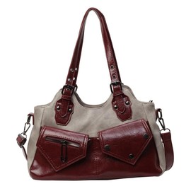 OIUYUEPu Leather Handbag, Women's, Shoulder Bag, Crossbody Bag, 3-Way Large Capacity, Tote Bag, Compatible with A4, Crossbody Handbag, Commuting Bag, Color Scheme, red